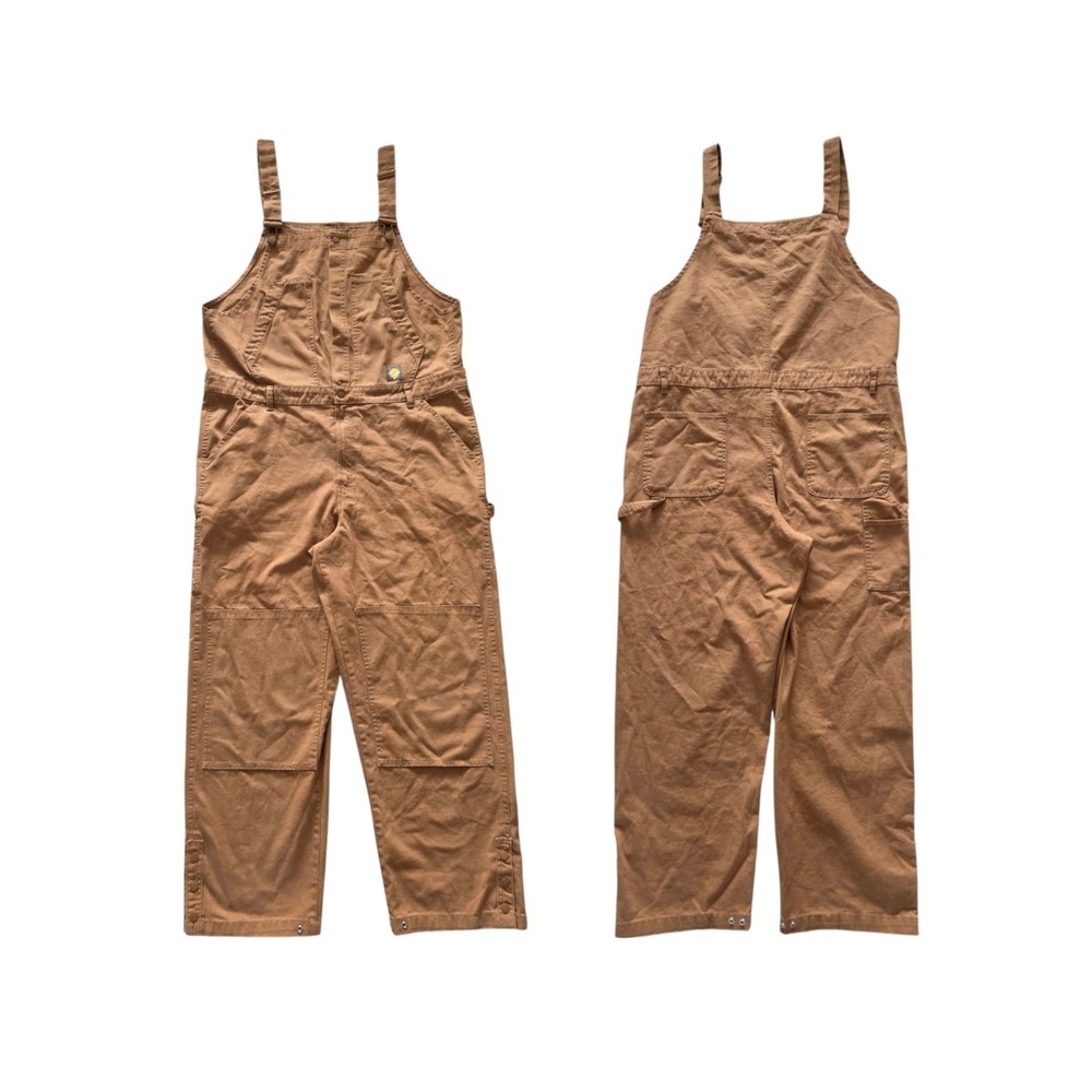Zara Brown Denim Canvas Bib Overalls Carpenter Workwear Utility Mens XL Gorpcore